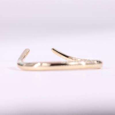 14K Solid Yellow Gold Open Cuff Style Unique Wedding Band