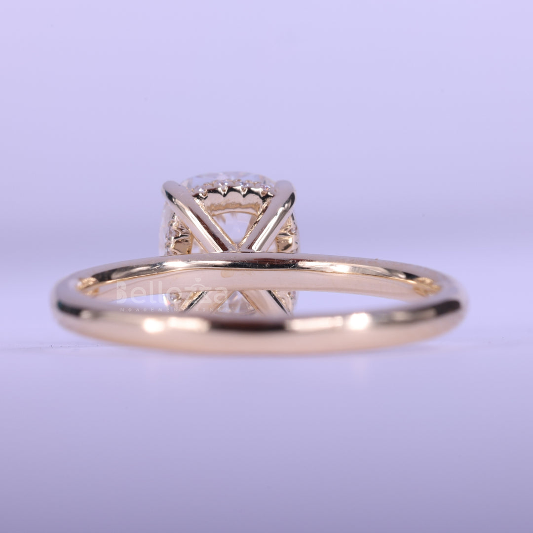 1.50CT Elongated Cushion Cut Hidden Halo Engagement Ring