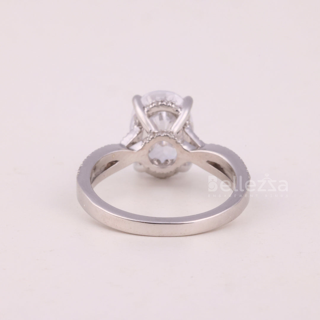 1.50CT Oval Cut Diamond Twisted Pave Setting Engagement Ring