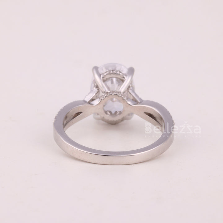 1.50CT Oval Cut Diamond Twisted Pave Setting Engagement Ring