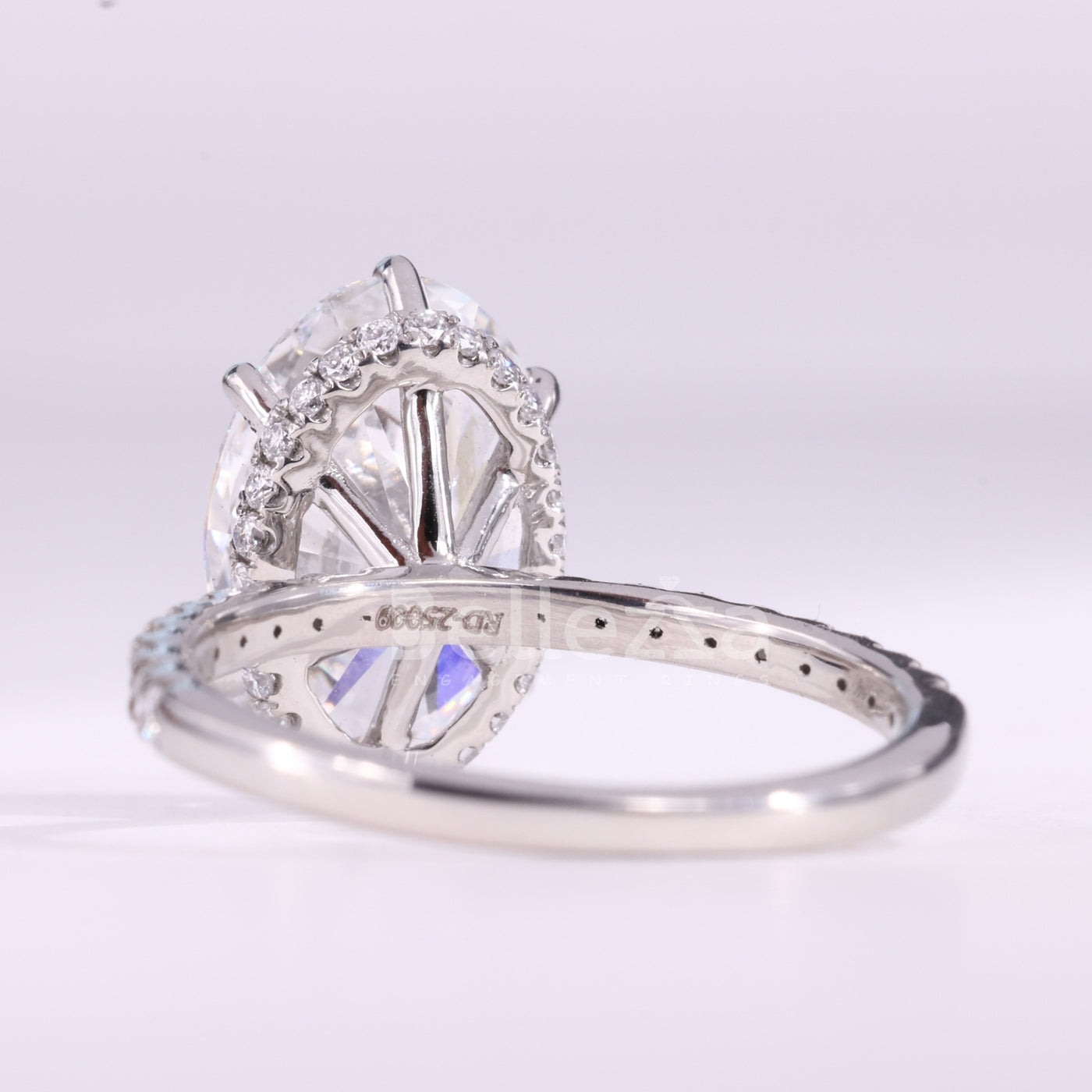 3.0CT Oval Cut Hidden Halo Pave Setting Moissanite Engagement Ring