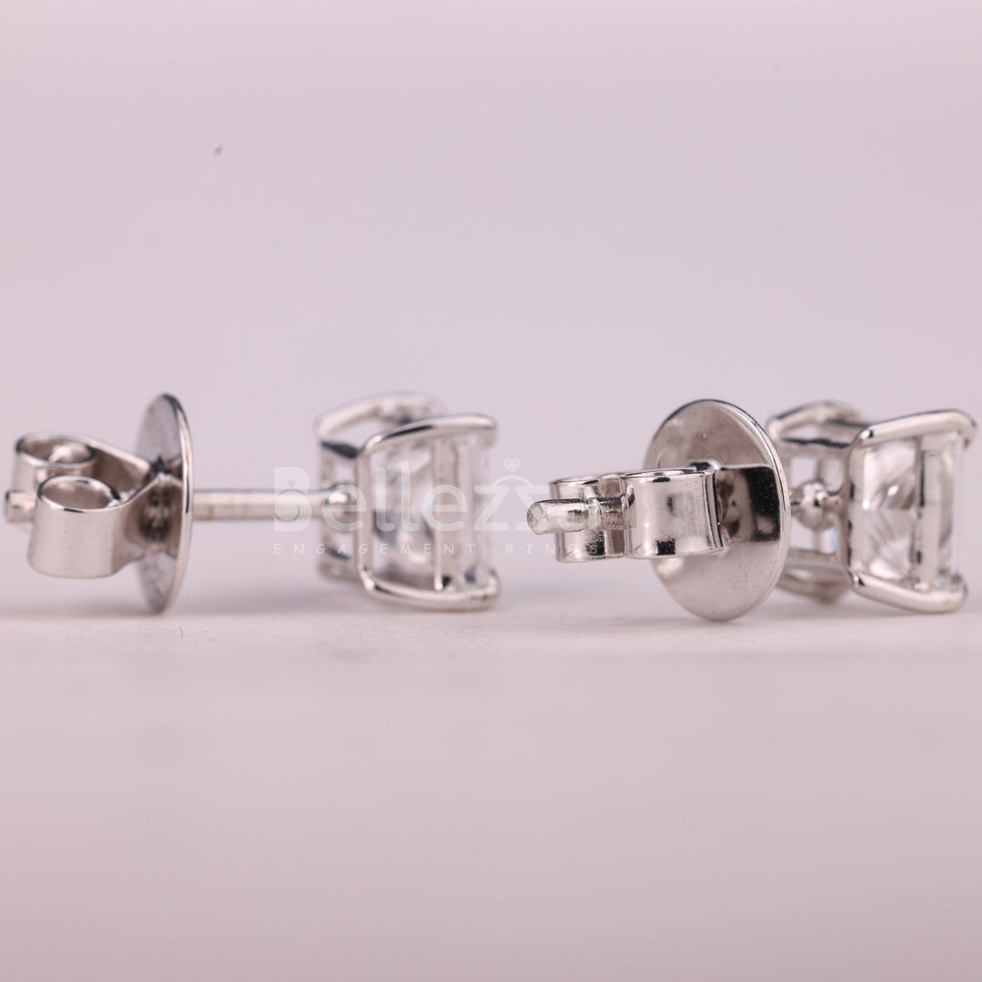1.50CTW Princess Cut Solitaire Stud Moissanite Earrings