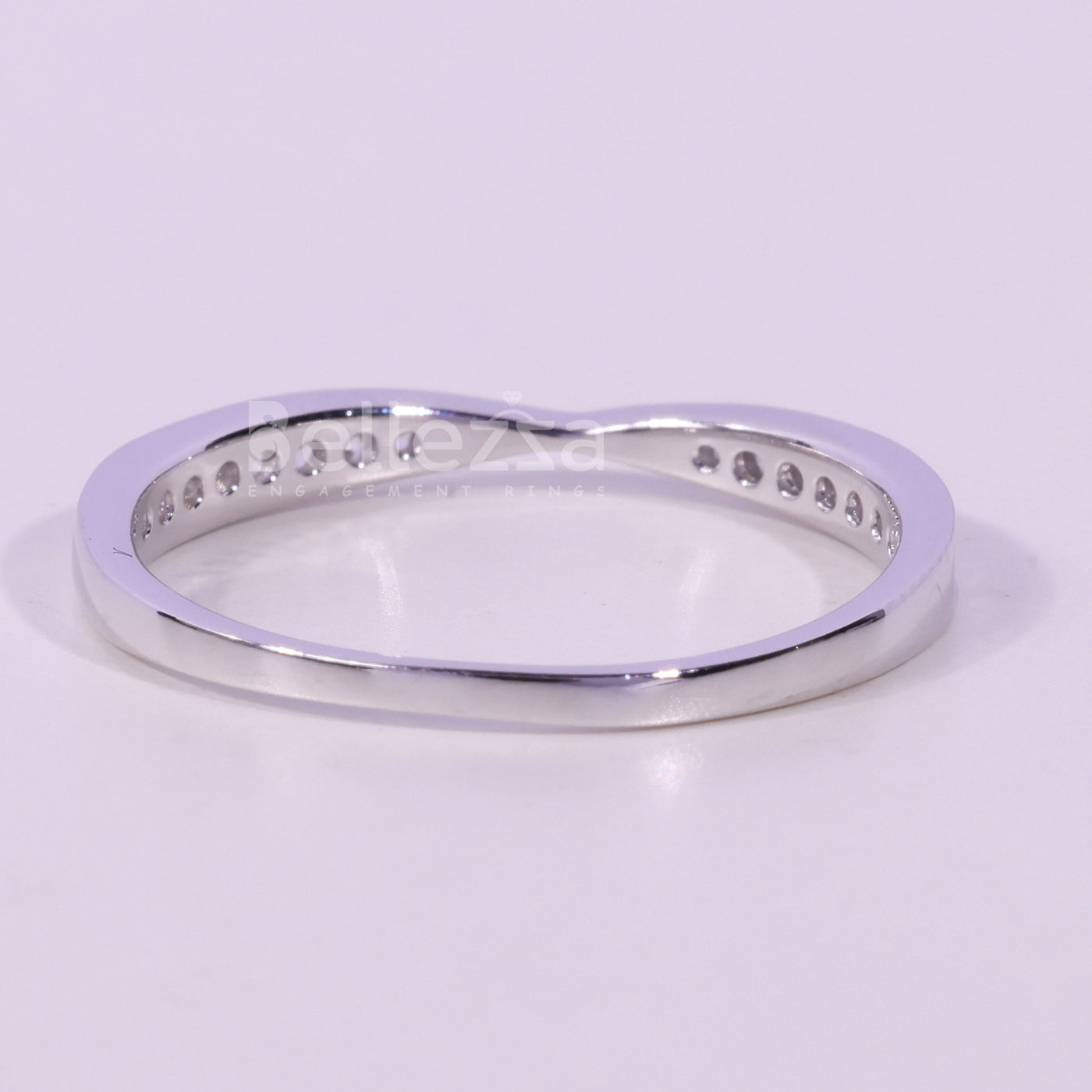 Round Cut Diamond Pinched Style Moissanite Wedding Band