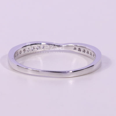 Round Cut Diamond Pinched Style Moissanite Wedding Band