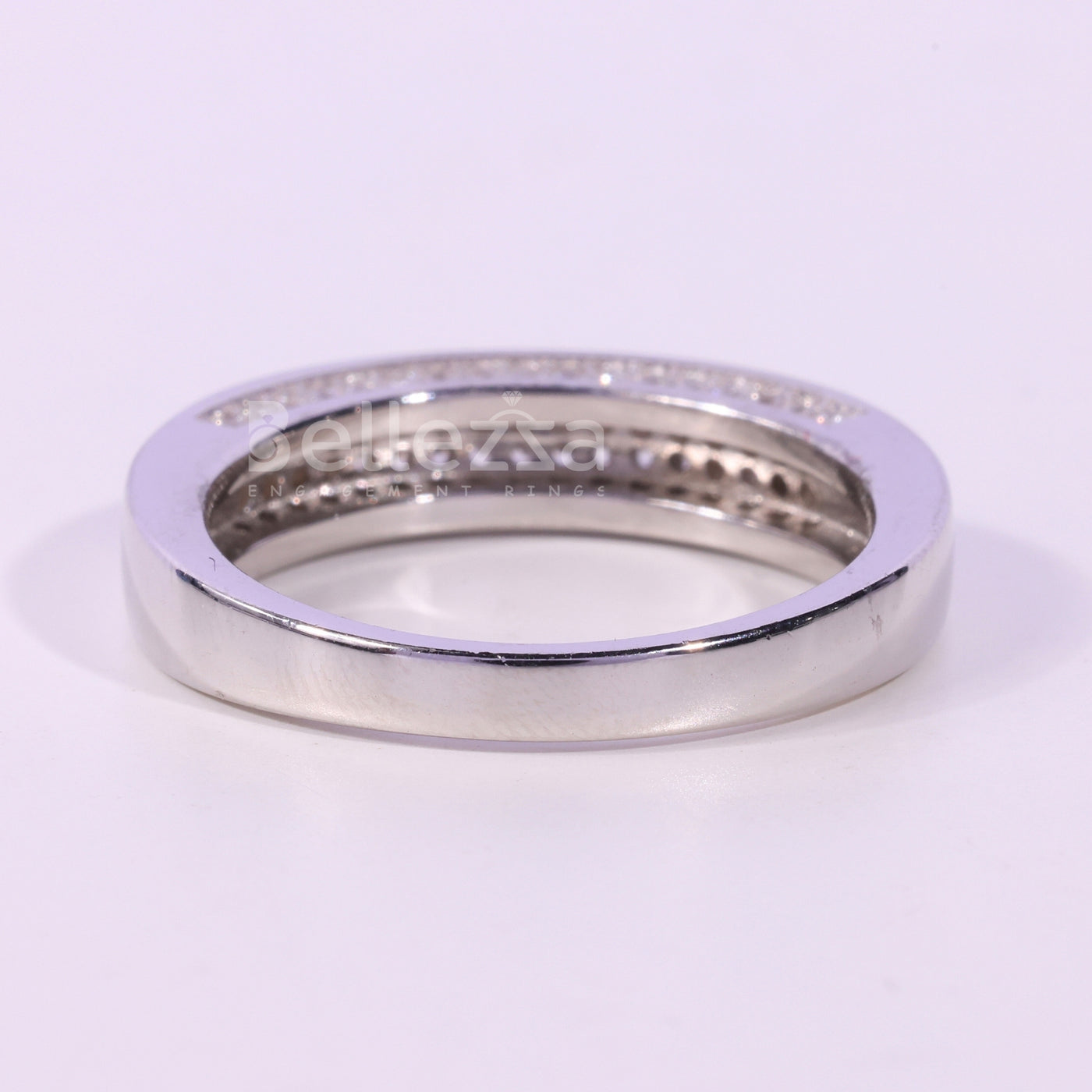 Round Cut Miscro Pave Setting Moissanite Wedding Band