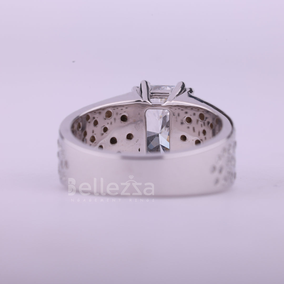 2.0CT Radiant Cut Flush Set Cluster Diamond Men's Ring