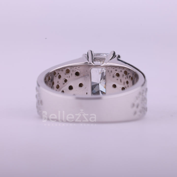 2.0CT Radiant Cut Flush Set Cluster Diamond Men's Ring
