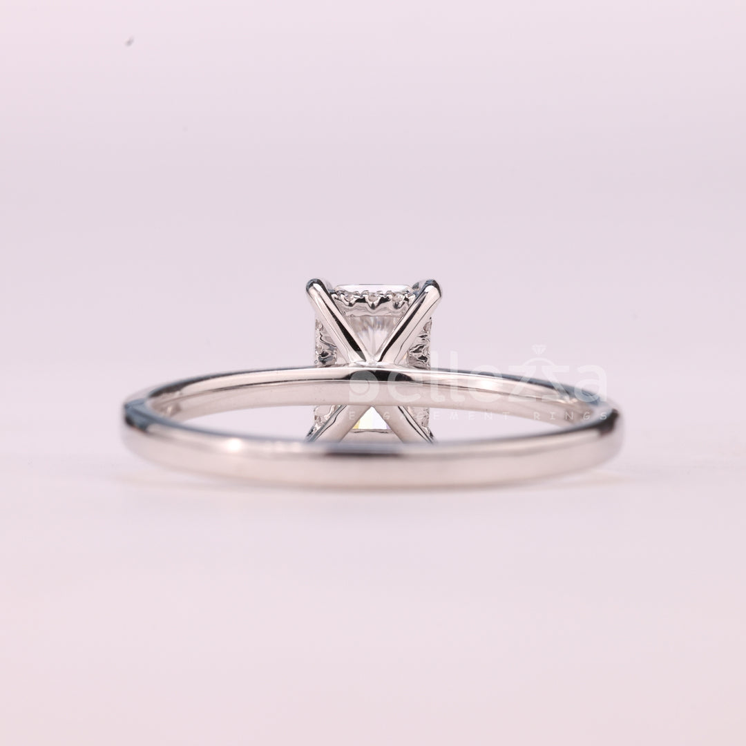 1.0CT Radiant Cut Hidden Halo Moissanite Engagement Ring