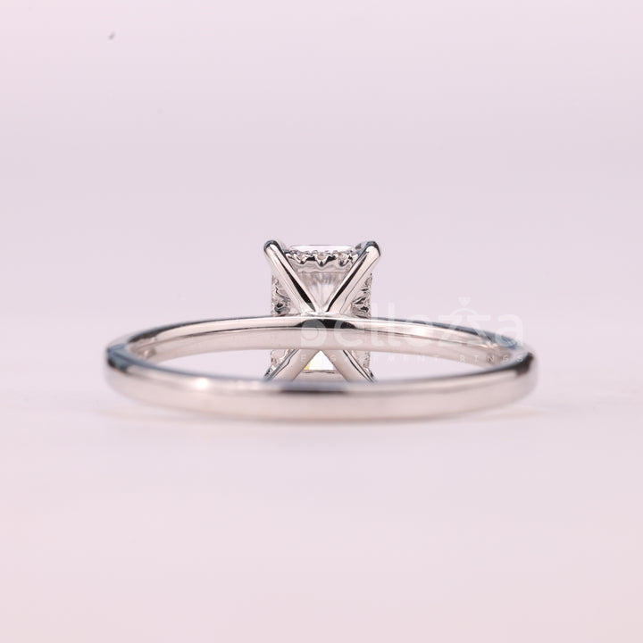 1.0CT Radiant Cut Hidden Halo Moissanite Engagement Ring