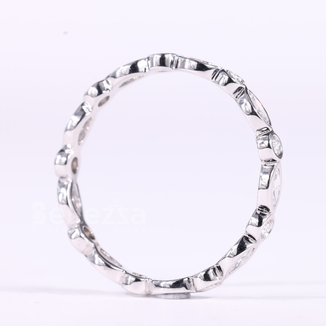 Marquise & Round Cut Alternative Bezel Setting Eternity Wedding Band