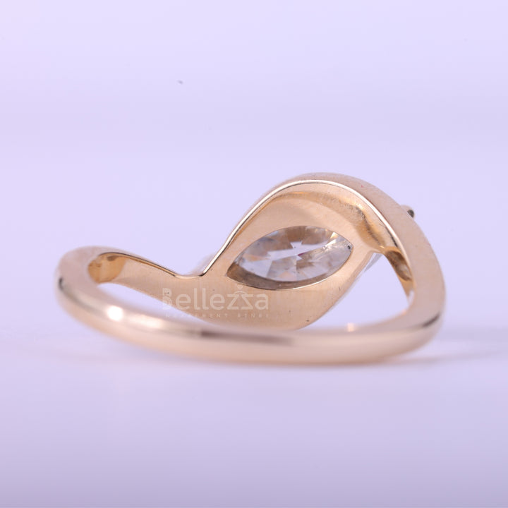 1.0CT East-West Marquise Cut Diamond Unique Engagement Ring