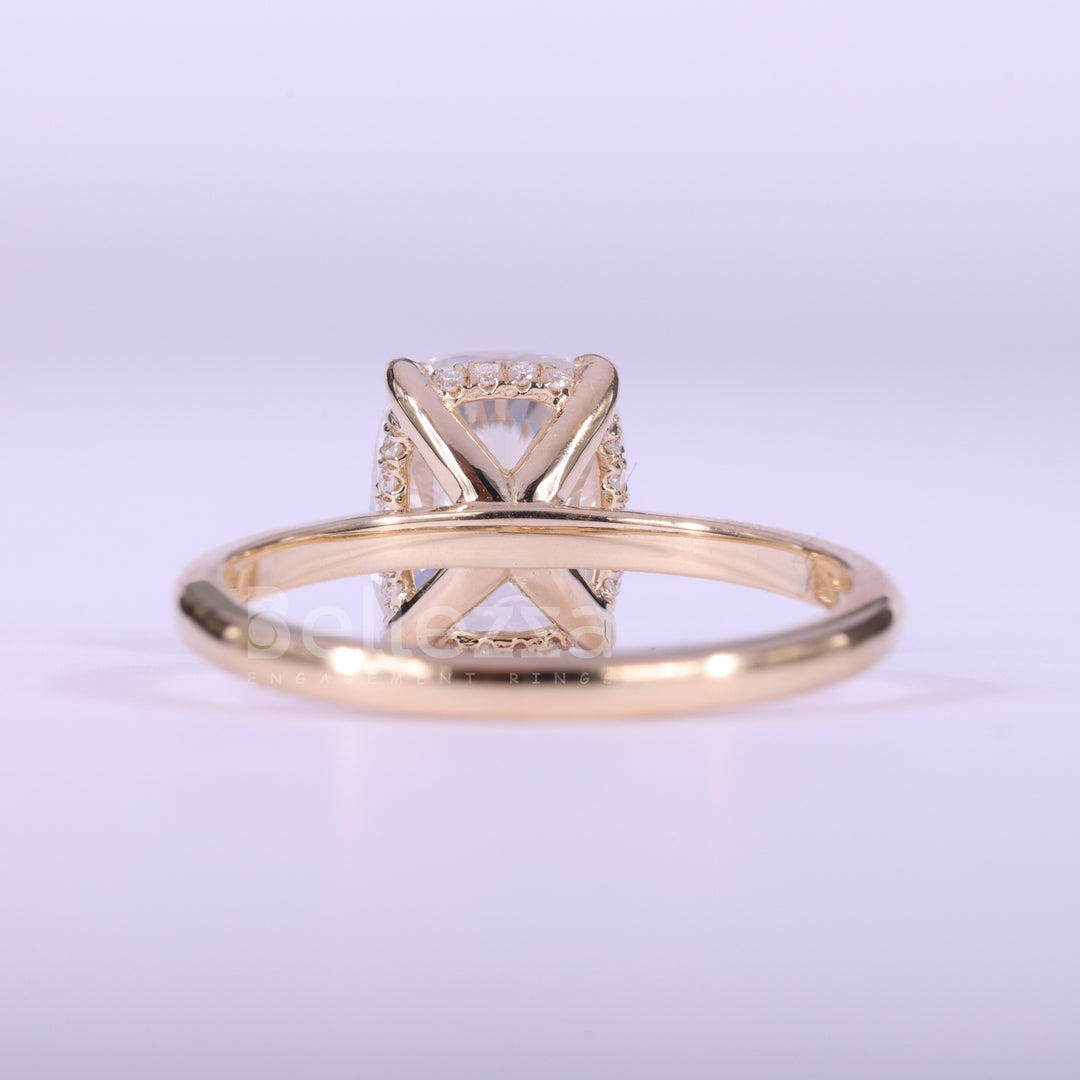 1.50CT Elongated Cushion Cut Diamond Hidden Halo Engagement Ring