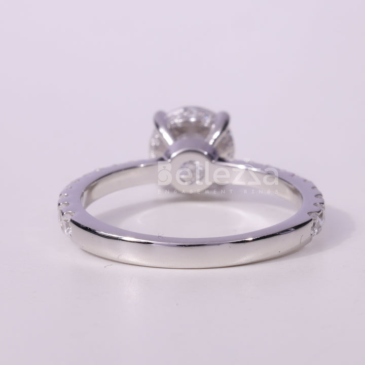 0.75CT Round cut Pave Setting Moissanite Engagement Ring