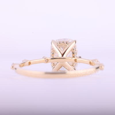 2.0CT Elongated Cushion Cut Petite Pave Setting Moissanite Engagement Ring