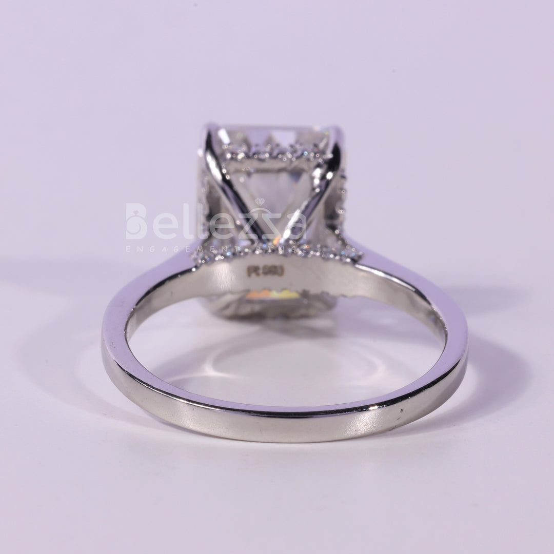 1.50CT Radiant Cut Hidden Halo Moissanite Engagement Ring