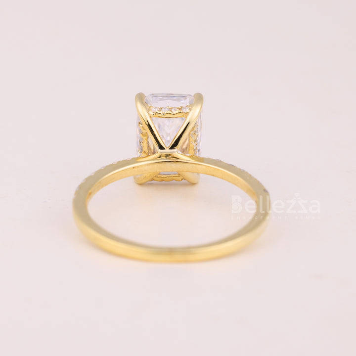 2.0CT Radiant Cut Pave Setting Moissanite Engagement Ring