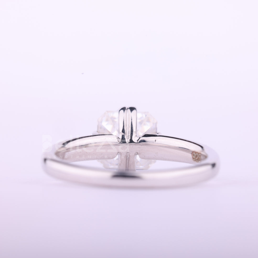 1.0CT Asscher Cut Diamond Moissanite Solitaire Engagement Ring