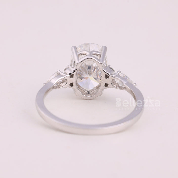 2.0CT Oval Cut Cluster Diamond Moissanite Engagement Ring