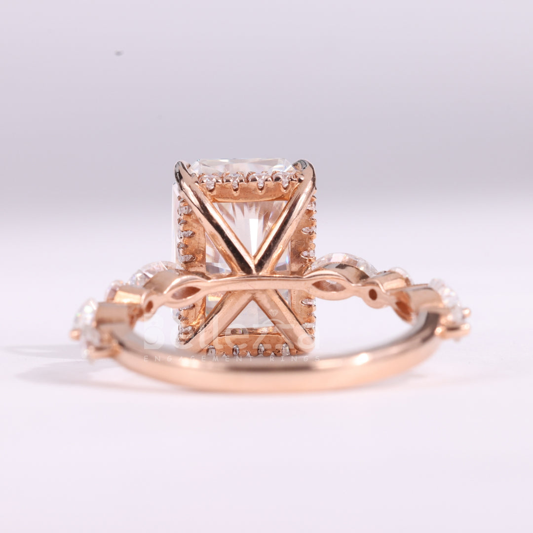 1.50CT Radiant Cut Pave Setting Moissanite Engagement Ring