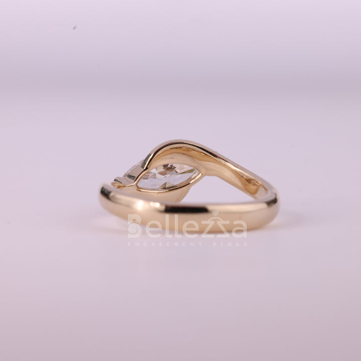 1.0CT East-West Marquise Cut Moissanite Engagement Ring