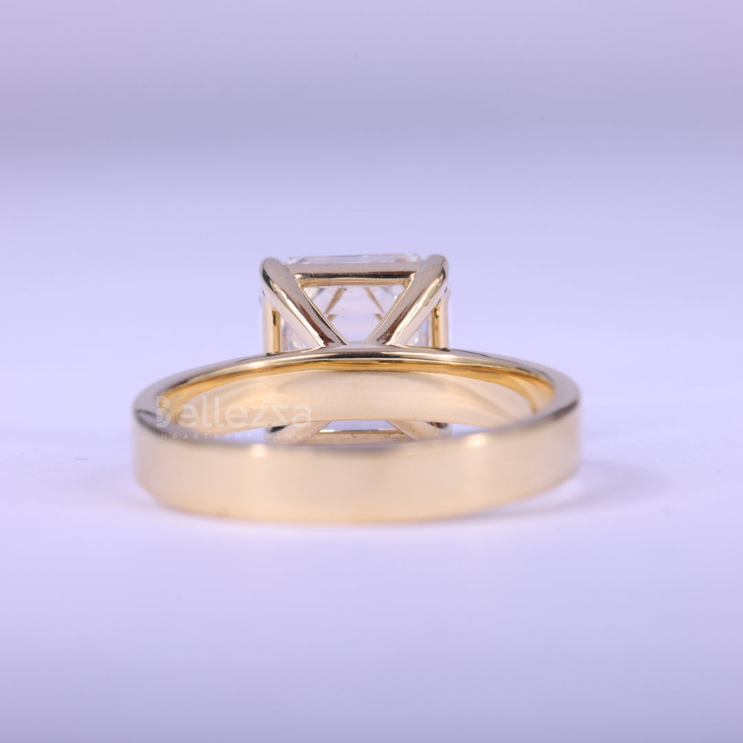 2.0CT Asscher Cut Diamond Moissanite Solitaire Engagement Ring