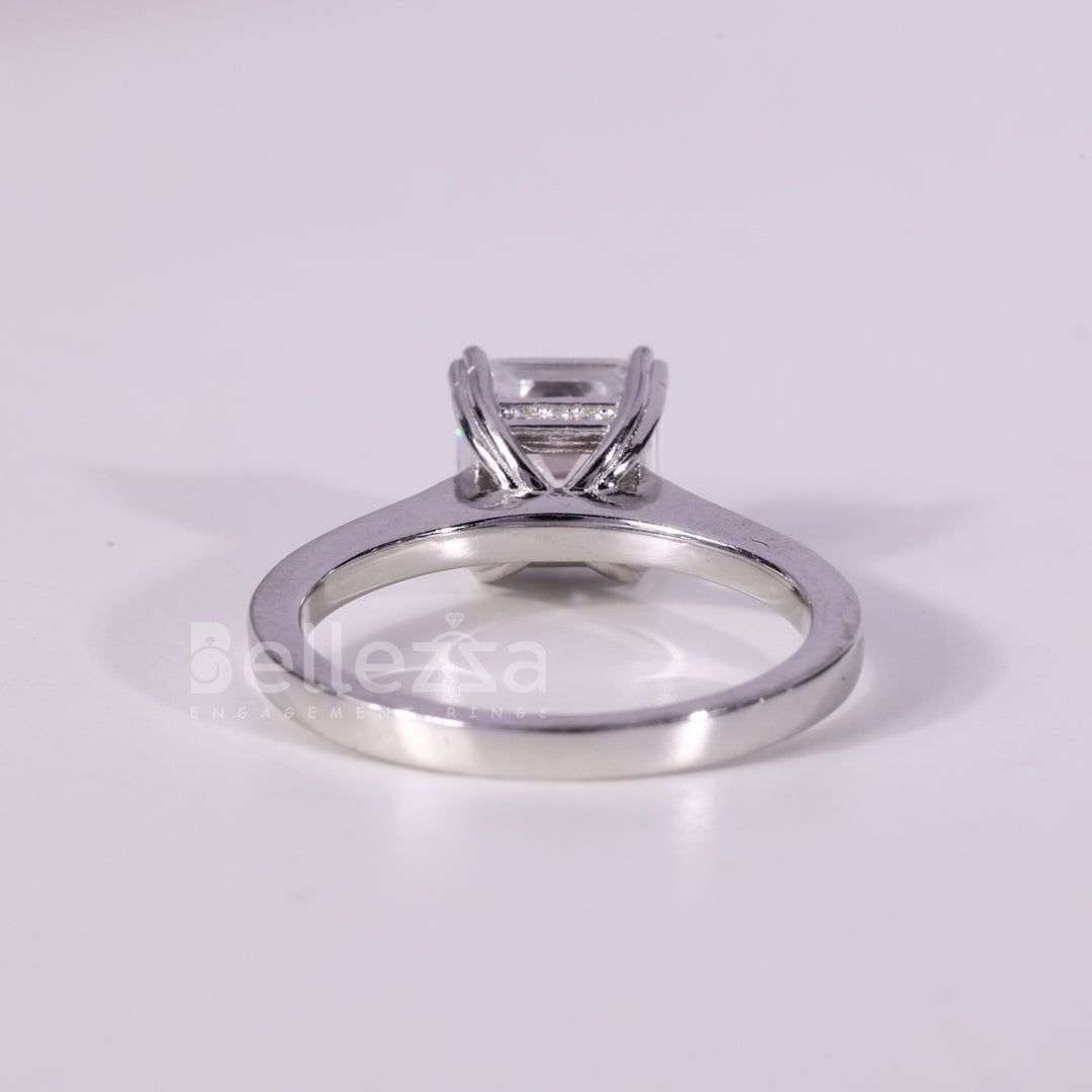 1.0CT Asscher Cut Solitaire Diamond Moissanite Engagement Ring