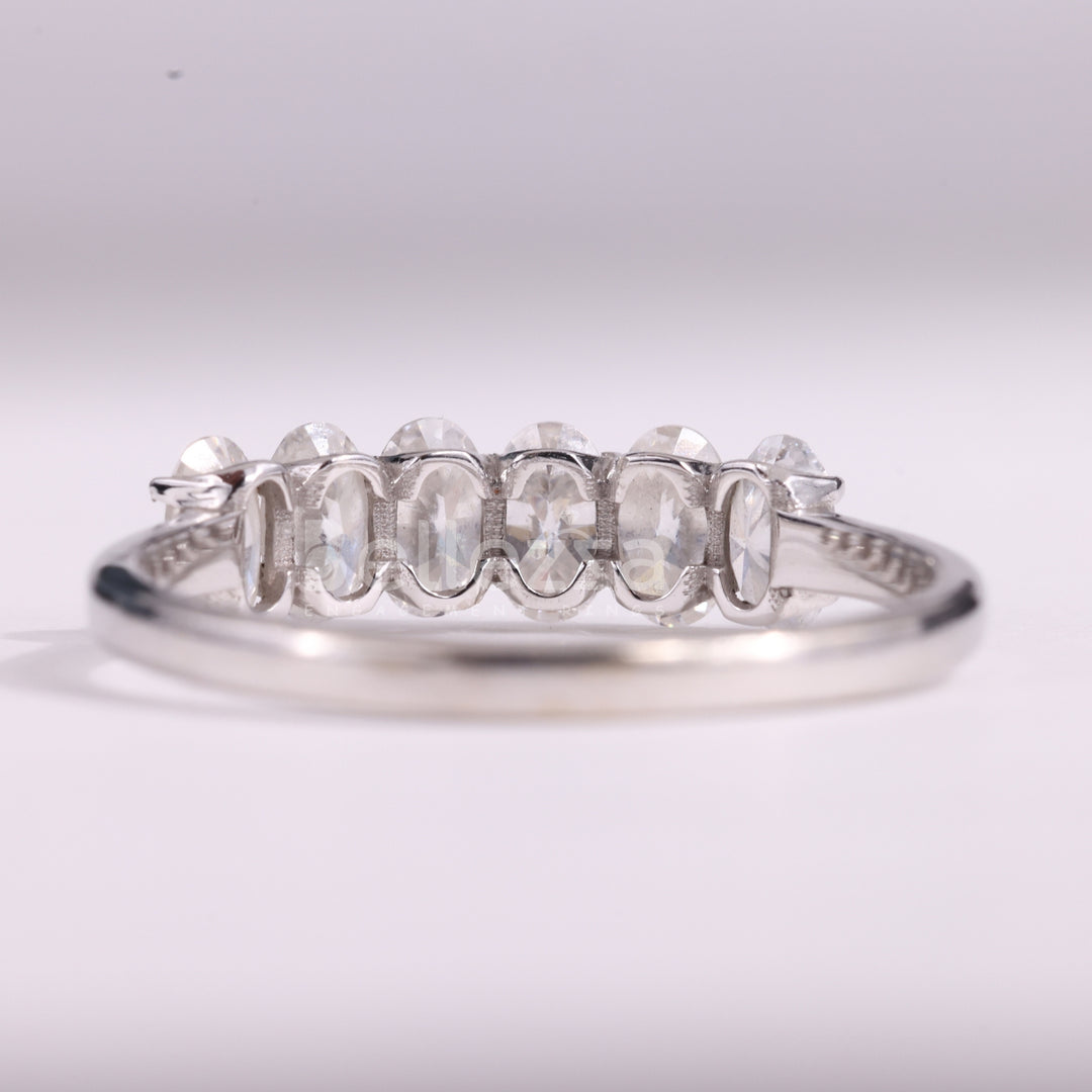 Oval Cut Six Diamond Moissanite Wedding Band