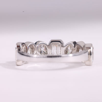 Multi Diamond Bezel Setting Moissanite Wedding Band