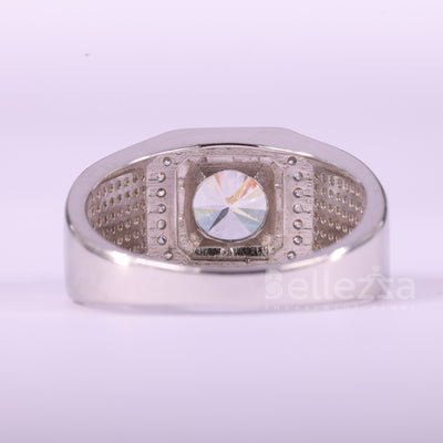 1.0CT Round Cut Halo Cluster Diamond Moissanite Men's Engagement Ring