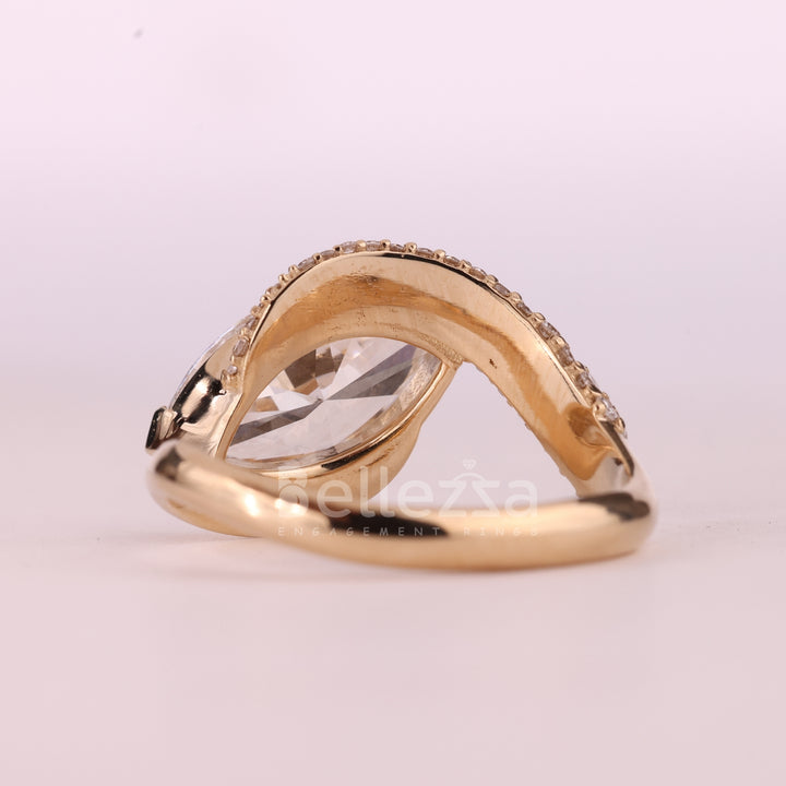 2.0CT East-West Marquise Cut Cluster Diamond Unique Engagement Ring