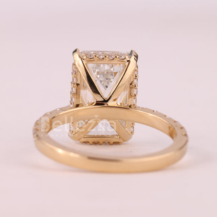 2.50CT Emerald Cut Pave Setting Moissanite Engagement Ring
