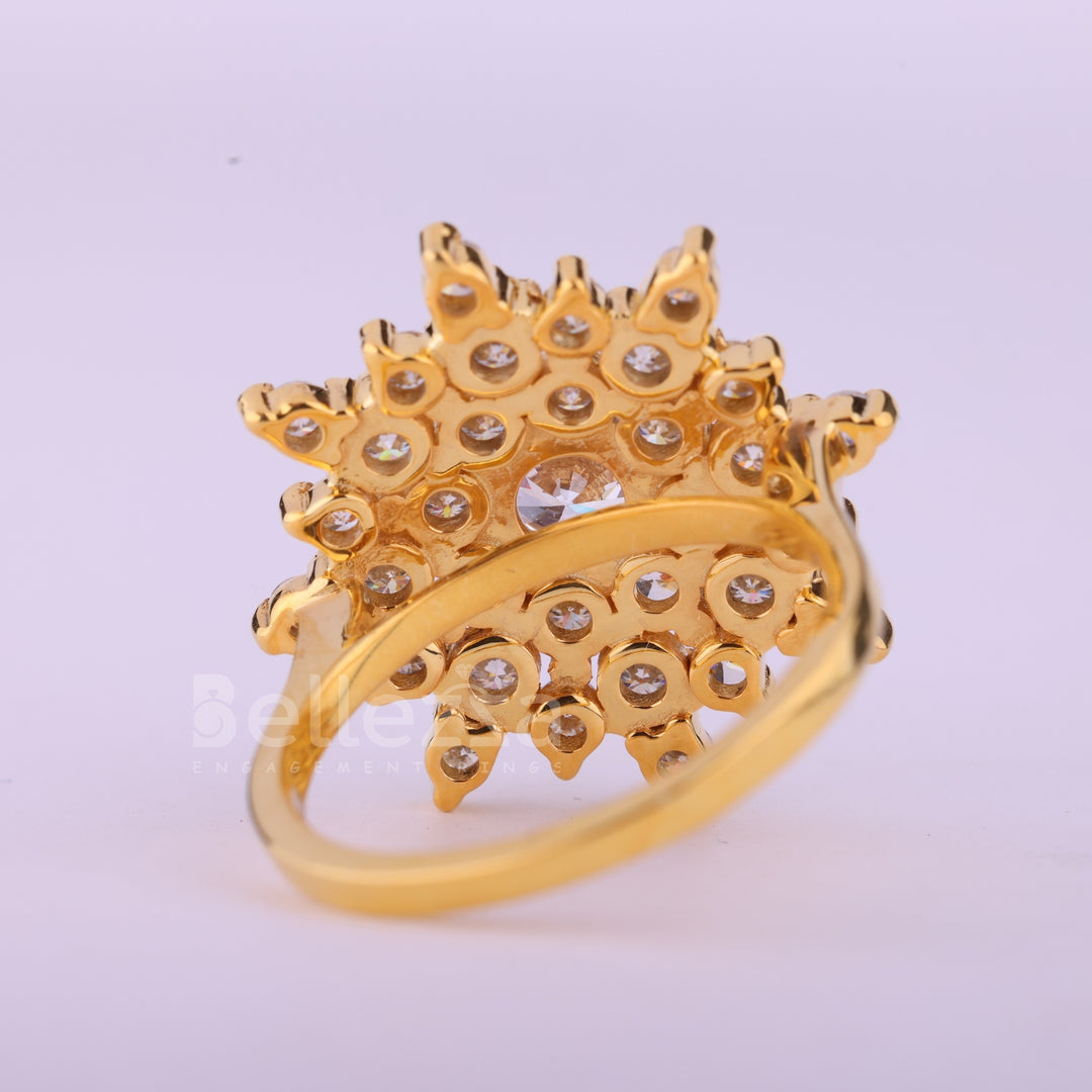 0.50CT Round Cut Cluster Diamond Moissanite Engagement Ring