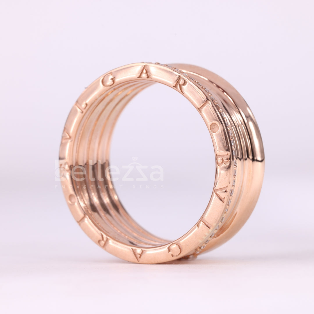 Unique Round Cut Diamond Wide Moissanite Wedding Ring