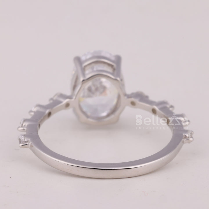 1.50CT Oval Cut Petite Pave Setting Moissanite Engagement Ring