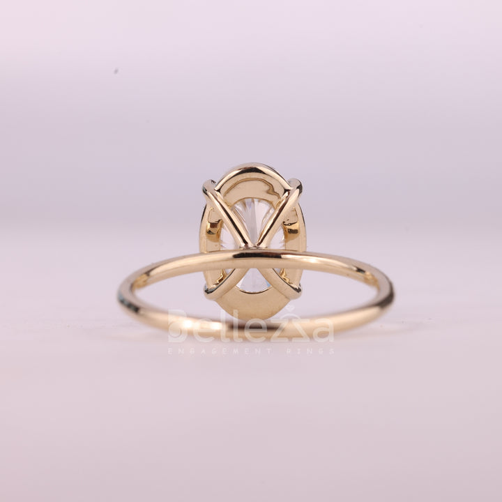 2.0CT Oval Cut Solitaire Moissanite Engagement Ring