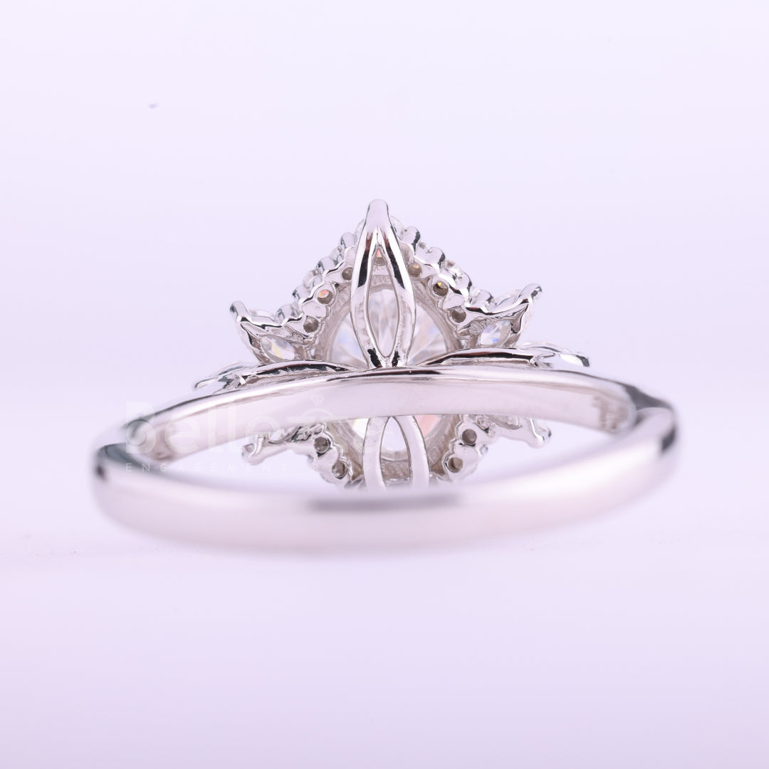 1.0CT Oval Cut Cluster Diamond Moissanite Engagement Ring