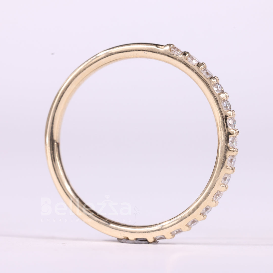 Round Cut Half Eternity Moissanite Wedding Band