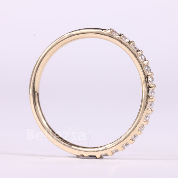 Round Cut Half Eternity Moissanite Wedding Band