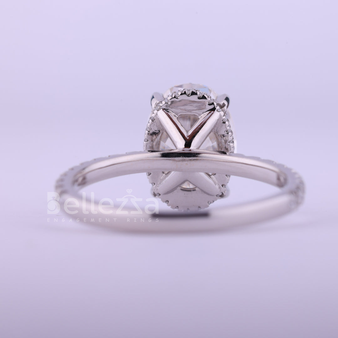 1.50CT Oval Cut Pave Setting Moissanite Engagement Ring