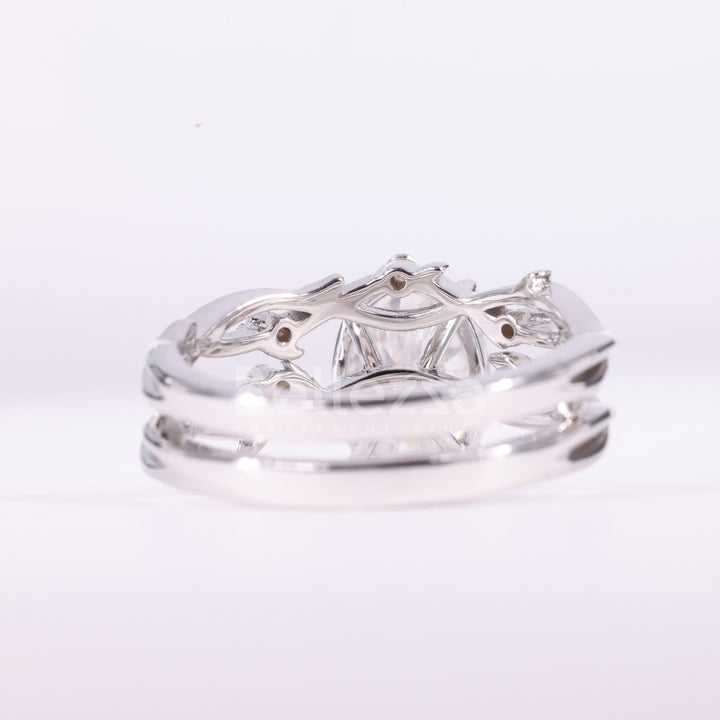 1.50CT Oval Cut Nature Inspired Moissanite Bridal Ring Set