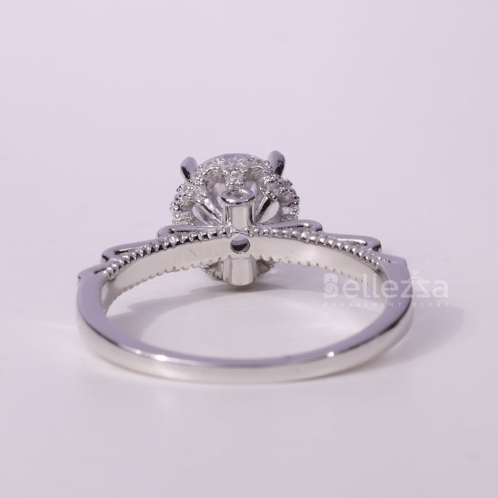 1.0CT Round Cut Cluster Diamond Moissanite Engagement Ring