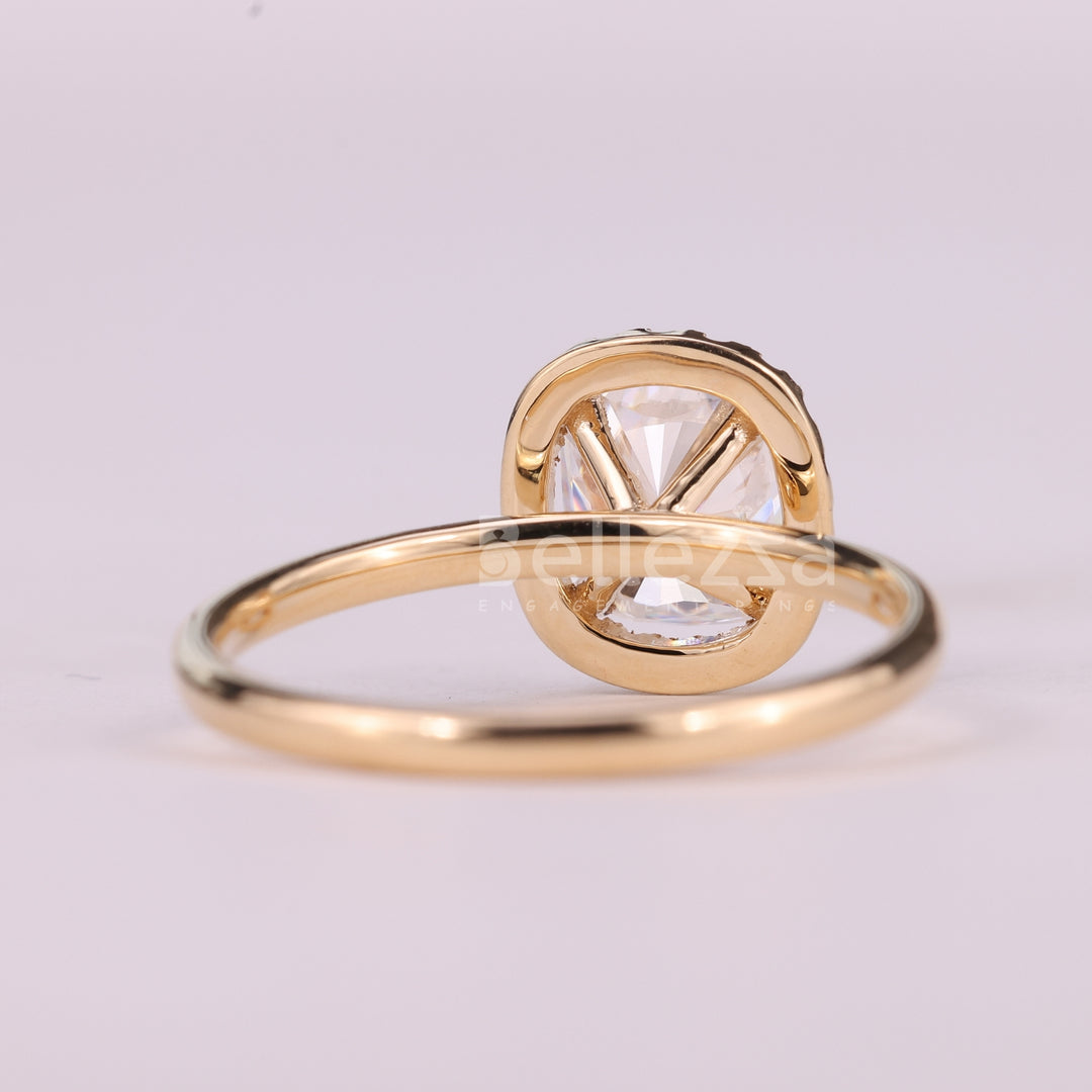 1.0CT Elongated Cushion Cut Halo Setting Engagement Ring