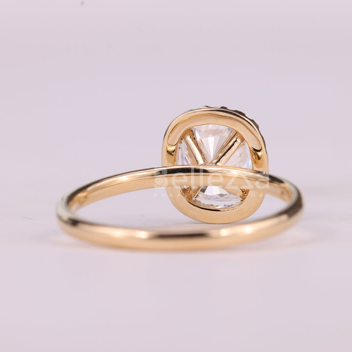 1.0CT Elongated Cushion Cut Halo Setting Engagement Ring