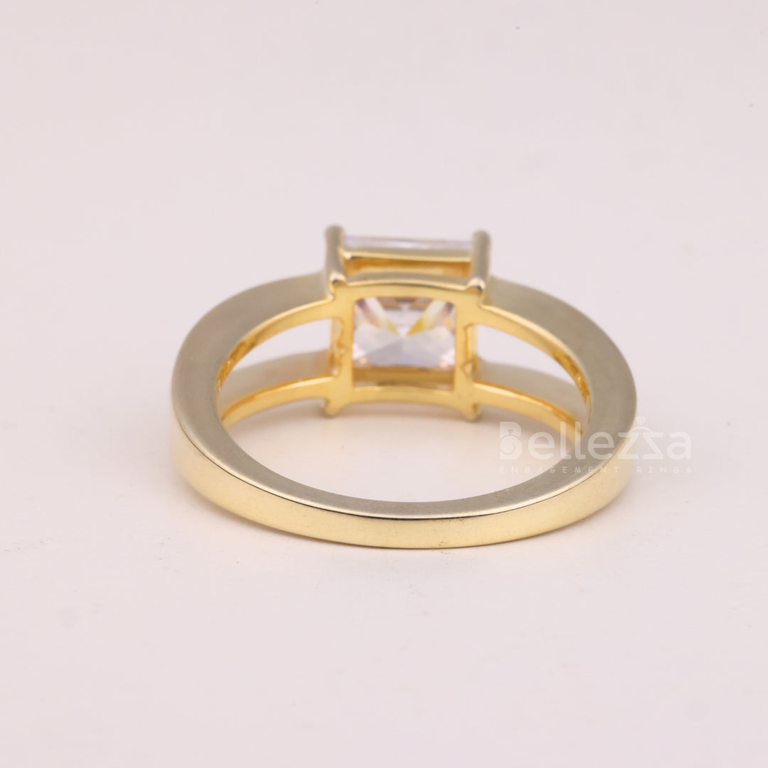 1.0CT Princess Cut Unique Split Shank Solitaire Engagement Ring