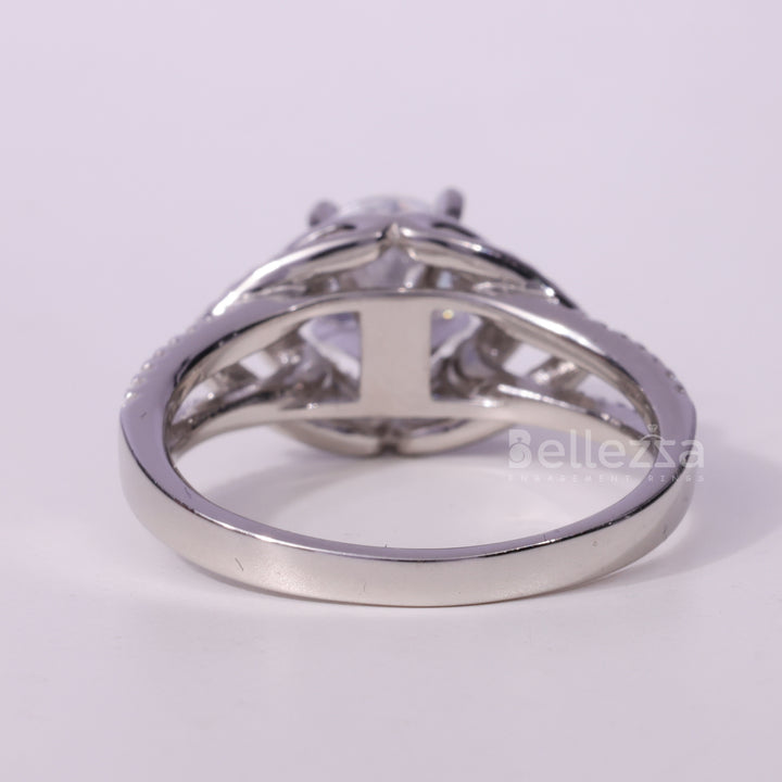 1.0CT Round Cut Cluster Diamond Moissanite Engagement Ring