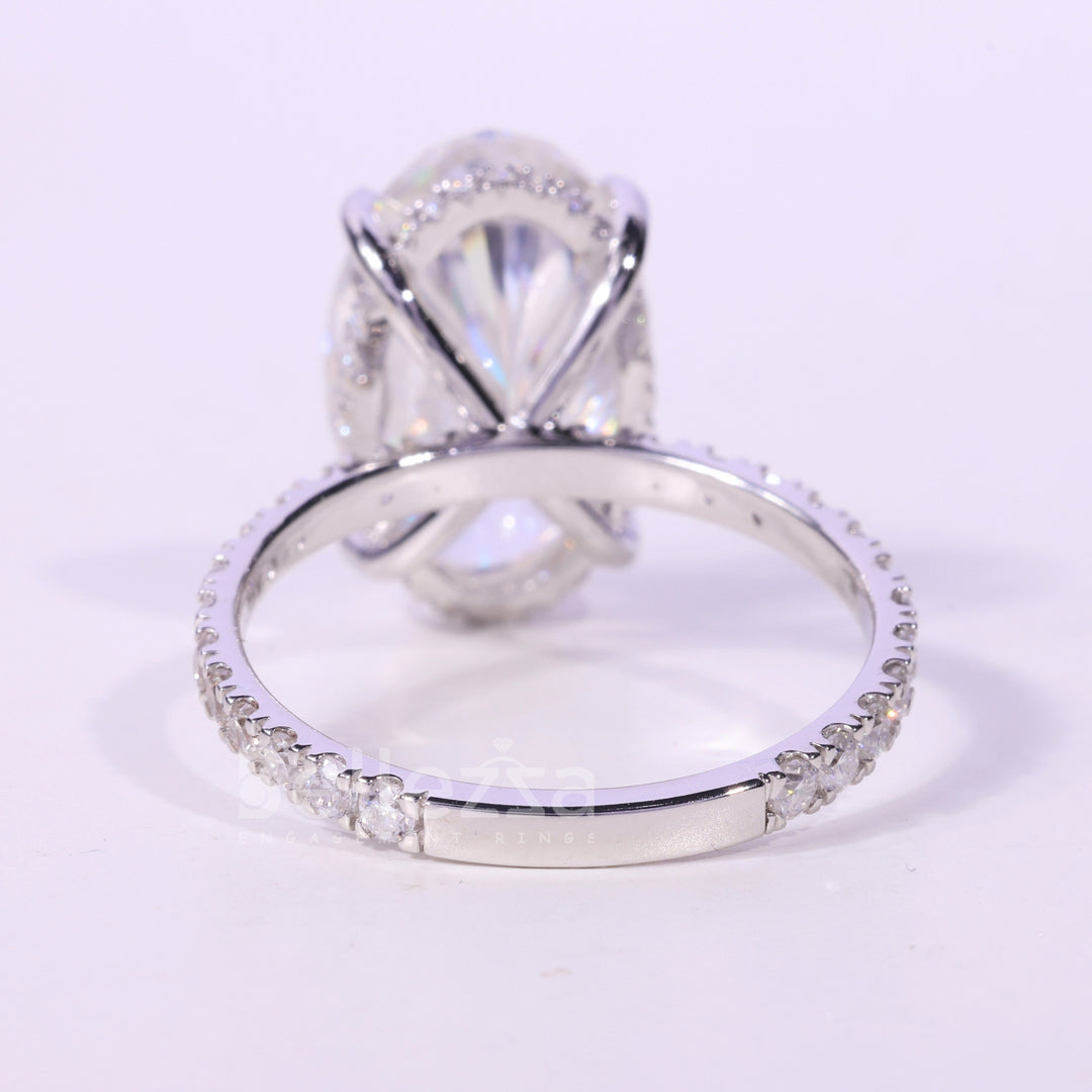 5.50CT Oval Cut Hidden Halo Pave Setting Moissanite Engagement Ring