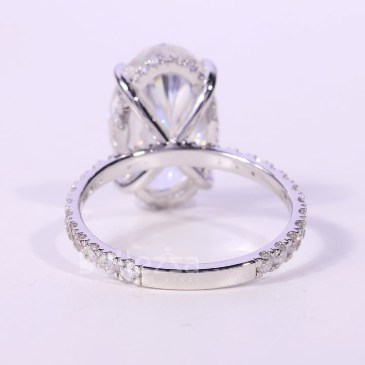 5.50CT Oval Cut Hidden Halo Pave Setting Moissanite Engagement Ring