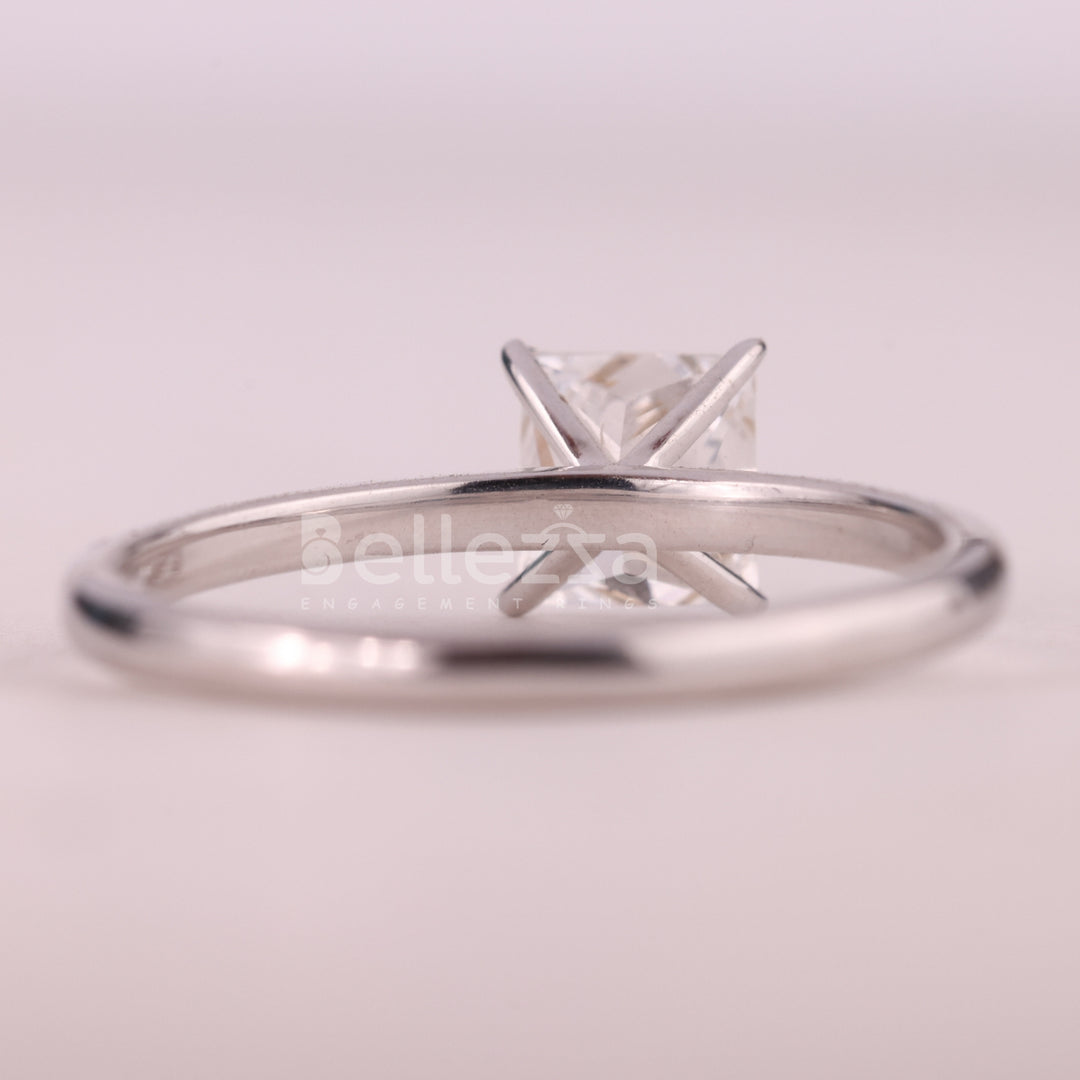 1.0CT Princess Cut Solitaire Moissanite Engagement Ring