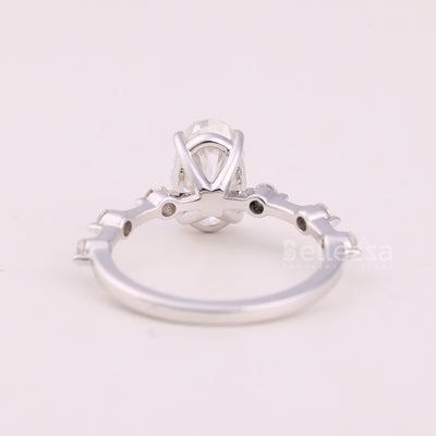1.50CT Oval Cut Petite Pave Setting Engagement Ring
