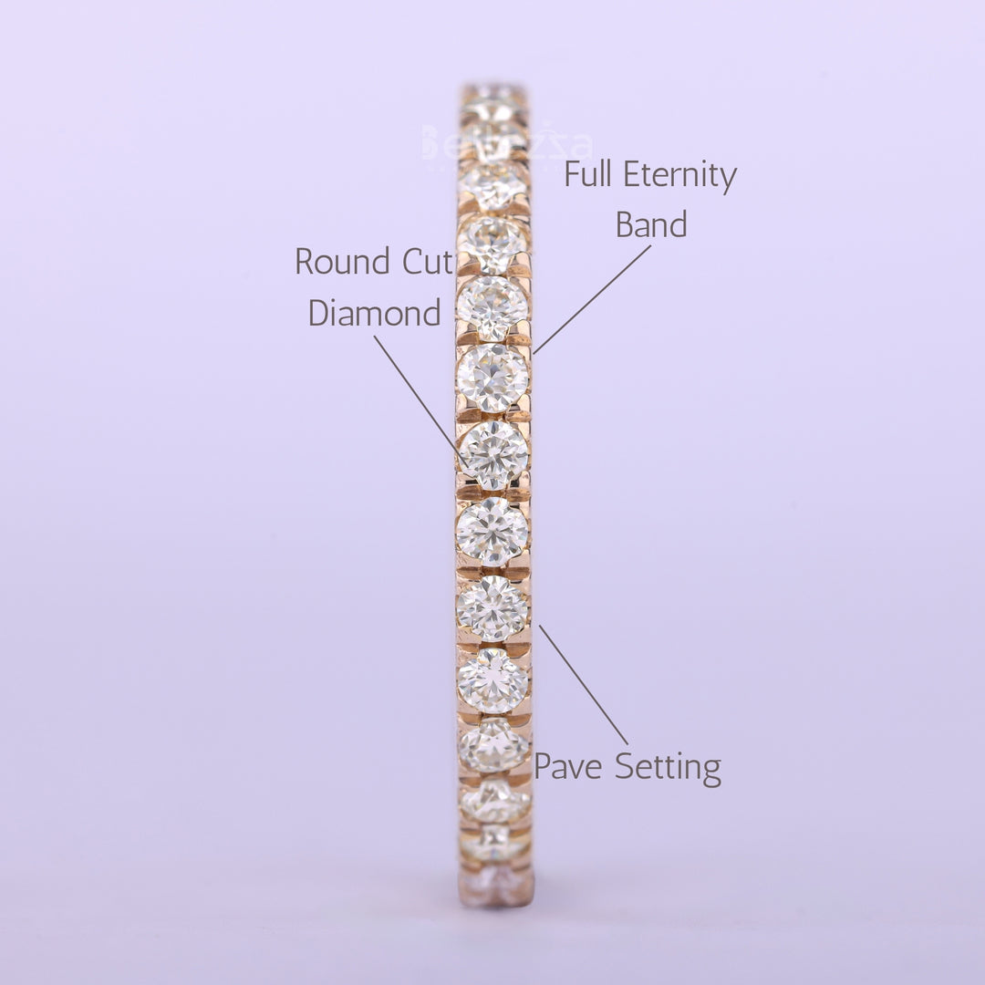 Round Cut Full Eternity Moissanite Wedding Band For Her